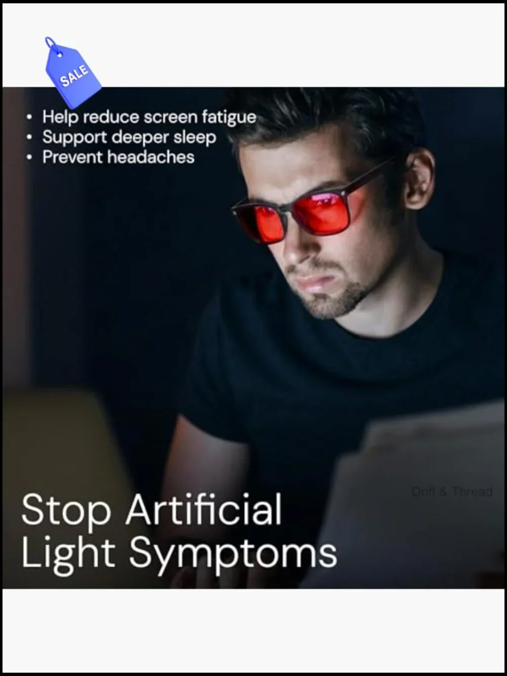 Blue Light Blocking Glasses for Sleep & Gaming, Unisex, TR90 Frame